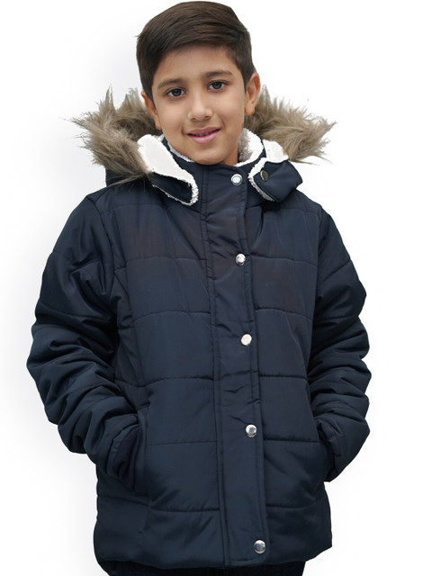 

GOJI Unisex Kids Navy Blue Longline Parka Jacket