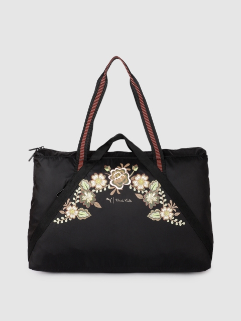 

PUMA x FRIDA KAHLO Black Floral Printed Structured Shoulder Bag