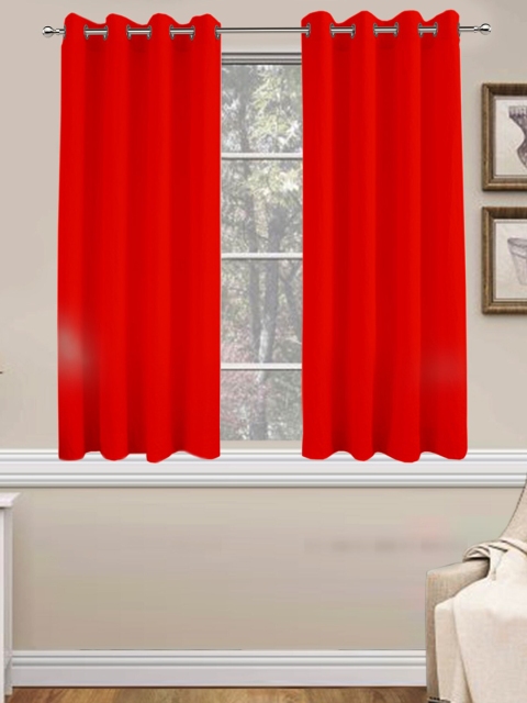 

Lushomes Red Set of 2 Sheer Microfiber Window Curtain