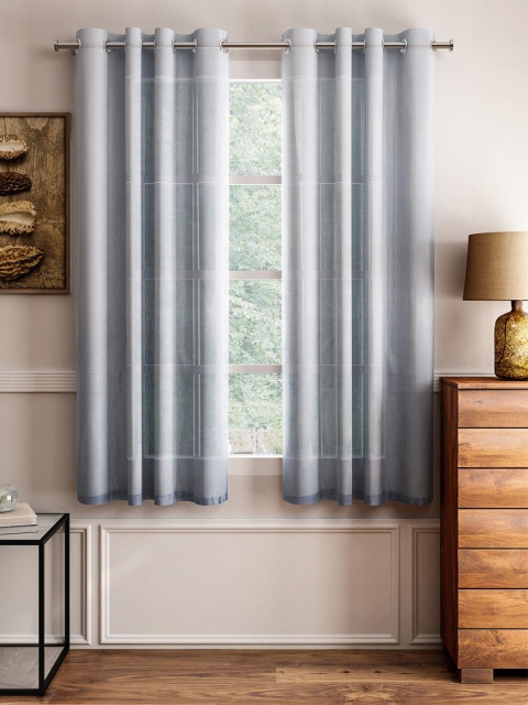 

Lushomes Grey & White Geometric Sheer Window Curtain