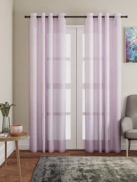 

Lushomes Pink Self Design Sheer Door Curtain