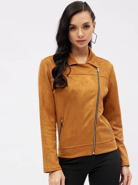 

Harpa Women Mustard Yellow Suede Biker Jacket