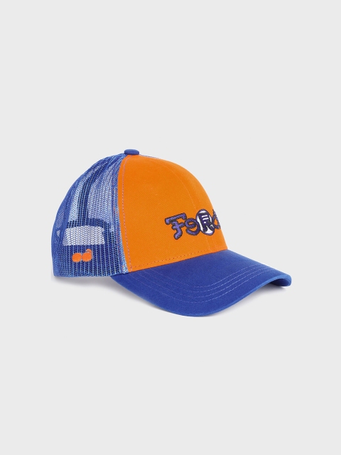 

Bewakoof Blue & Orange Embroidered Force Trucker Baseball Cap