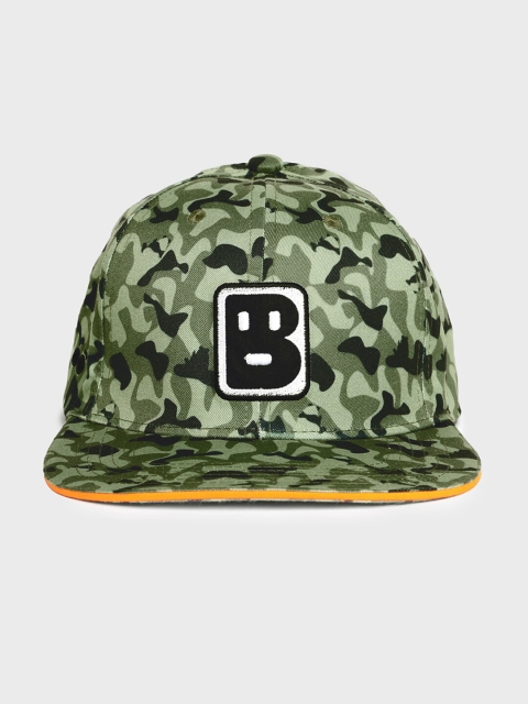

Bewakoof Unisex Green & Black Camouflage Printed Cotton Snapback Cap