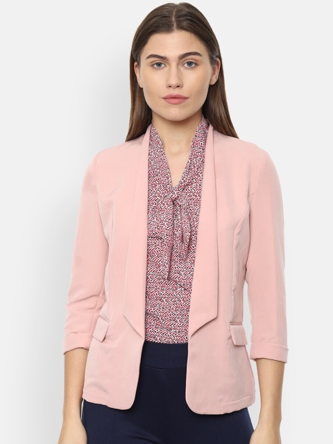 

Van Heusen Woman Women Peach Coloured Solid Front Open Casual Blazer