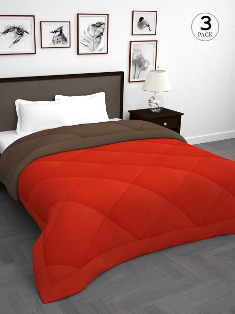 

Story@home Set Of 3 Red & Brown Reversible Mild Winter Double Bed Comforter