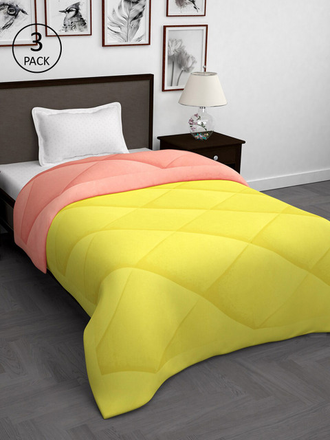 

Story@home Pink & Yellow Set of 3 Geometric Mild Winter Single Bed Comforter