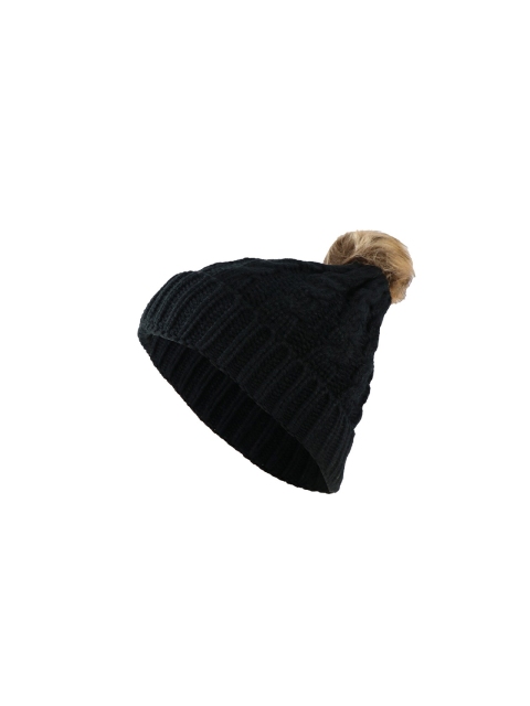 

iSWEVEN Unisex Black & Tan Woolen Beanie