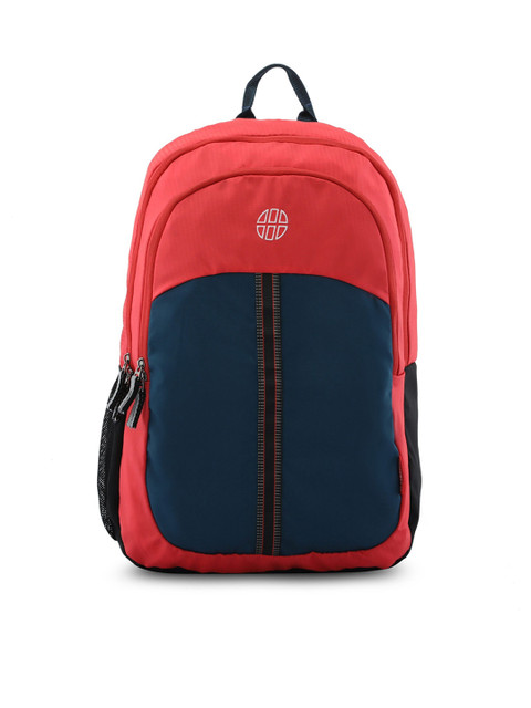 

Harissons Unisex Red & Navy Blue Colourblocked Backpack