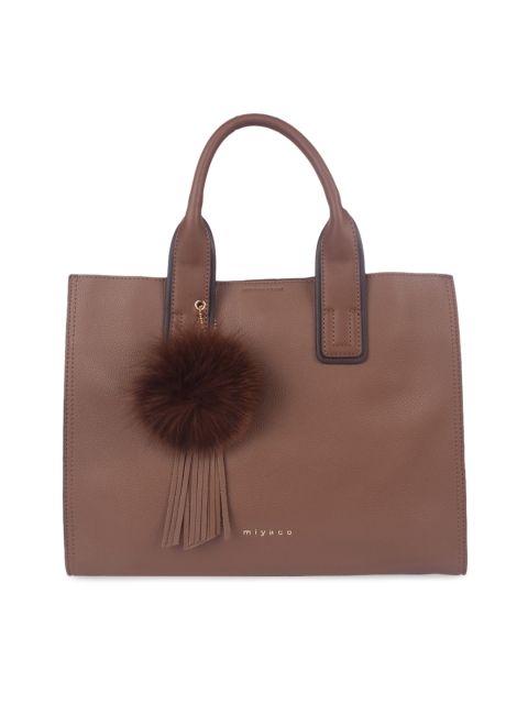 

Bagkok Brown PU Oversized Structured Handheld Bag with Cut Work