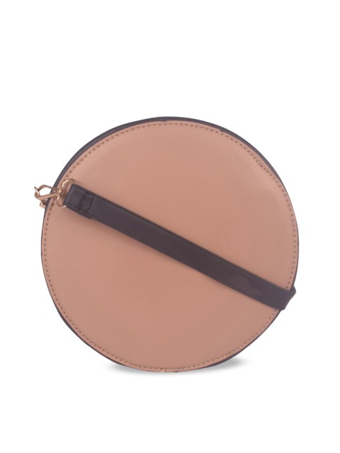 

Bagkok Beige & Brown Colorblocked PU Structured Sling Bag