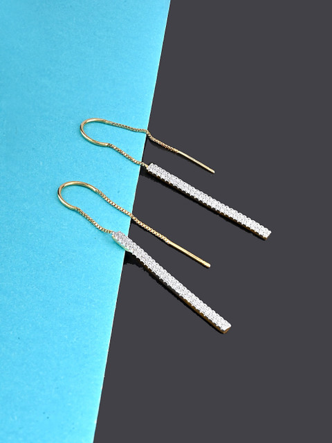 

Studio Voylla Gold-Toned & White Contemporary Drop Earrings