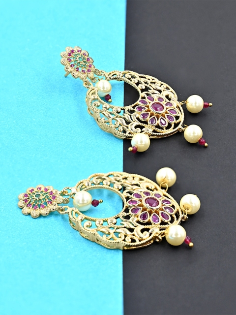 

Studio Voylla Gold-Toned Contemporary Jhumkas Earrings