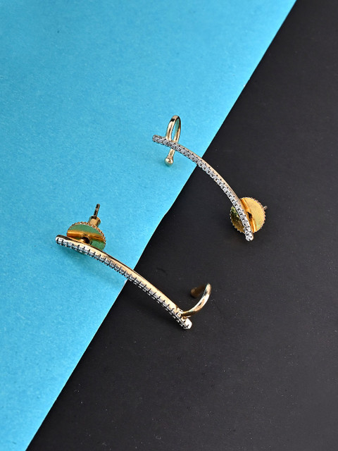 

Studio Voylla Gold-Toned & White Geometric Ear Cuff Earrings