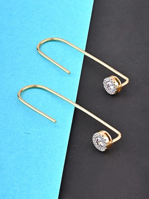 

Studio Voylla Gold-Toned & White Contemporary Drop Earrings