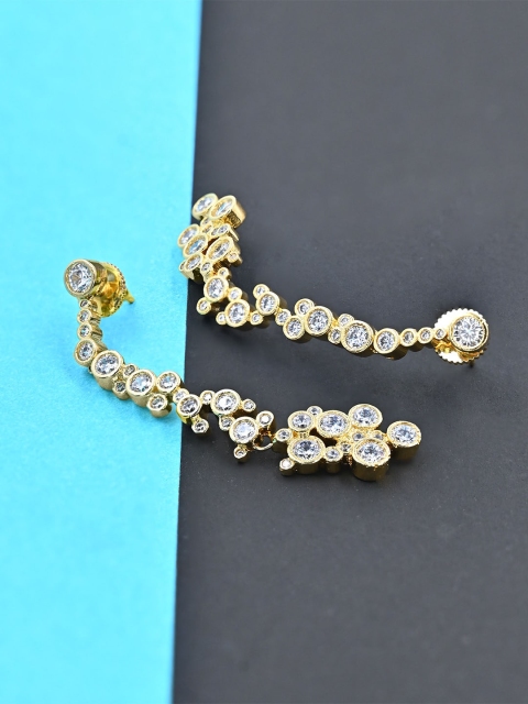 

Studio Voylla Gold-Toned & White Contemporary Drop Earrings
