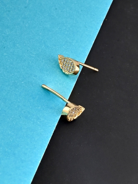 

Studio Voylla Gold-Toned & White Paisley Shaped Drop Earrings
