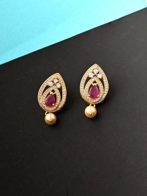 

Studio Voylla Gold-Toned CZ Contemporary Studs Earrings