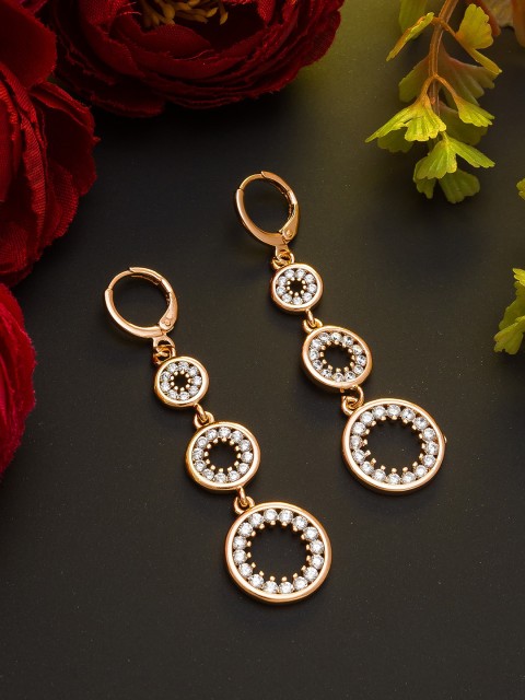 

aadita Rose Gold Contemporary Drop Earrings