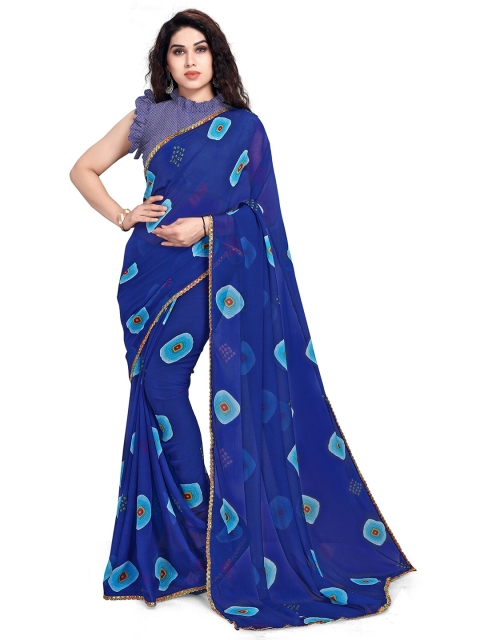 

KALINI Blue Bandhani Saree