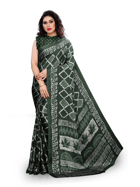 

KALINI Green & Off White Batik Saree