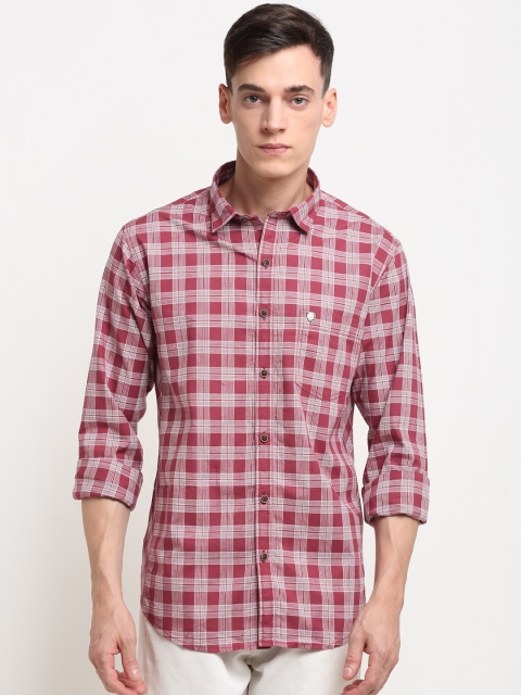 

La Mode Men Red & Grey Slim Fit Checked Pure Cotton Casual Shirt