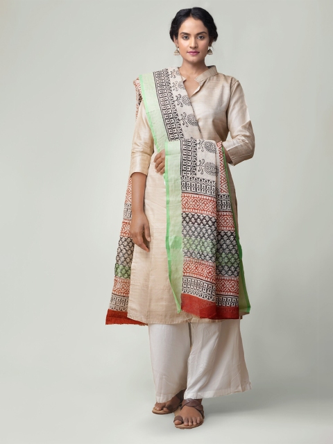 

Unnati Silks Women Cream Pure Handloom Linen Dupatta