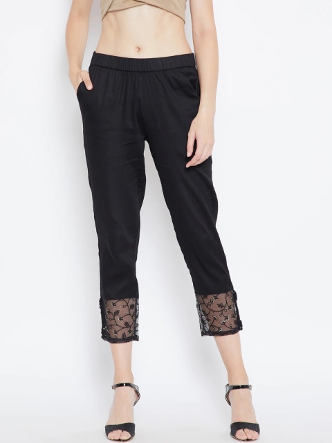

Be Indi Women Black Comfort Straight Fit Easy Wash Trousers