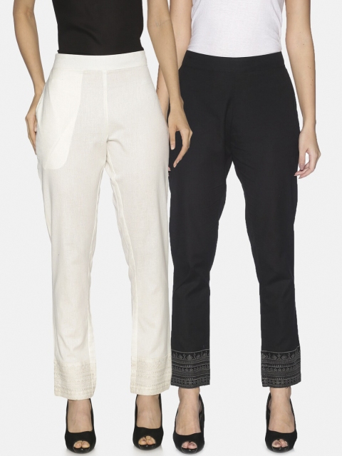 

Saffron Threads Women Pack of 2 Trousers, Black