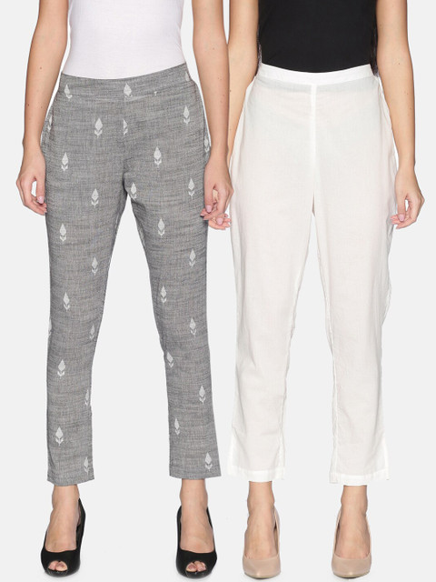 

Saffron Threads Women Pack of 2 Trousers, Grey