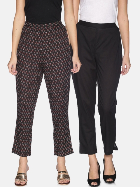

Saffron Threads Women Pack of 2 Trousers, Black