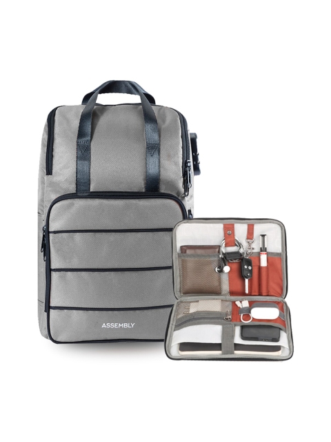 

THE ASSEMBLY Unisex Grey & Black Backpack with USB Charging Port