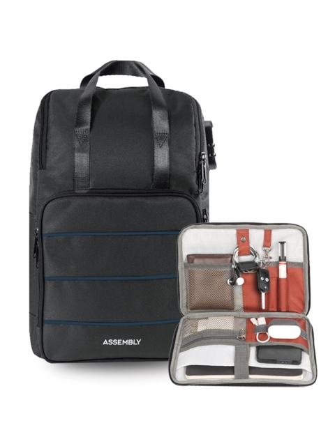 

THE ASSEMBLY Unisex Black & Grey Backpack with USB Charging Port