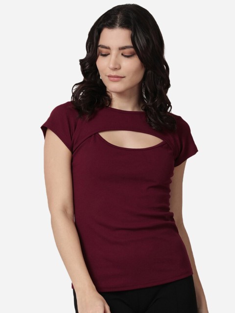 

Selvia Woman Maroon Scuba Top