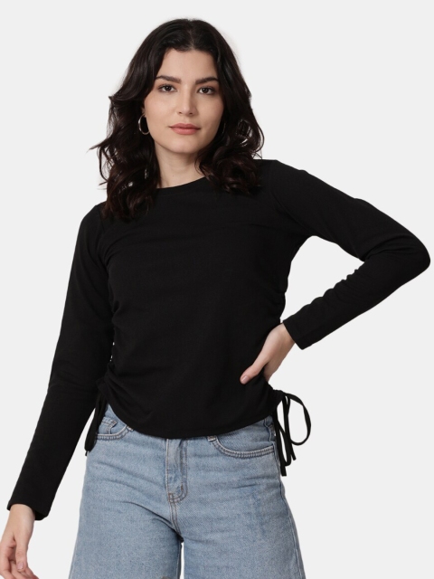 

Selvia Black Twisted Scuba Styled Back Top