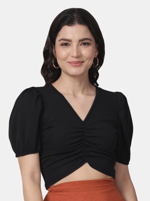 

Selvia Black Twisted Scuba Crop Top