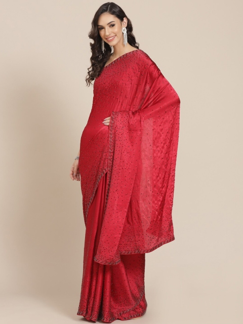 

Meena Bazaar Red Embellished Sequinned Pure Crepe Saree