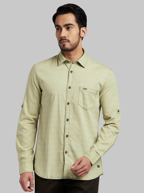 

Parx Men Green Slim Fit Horizontal Stripes Casual Shirt
