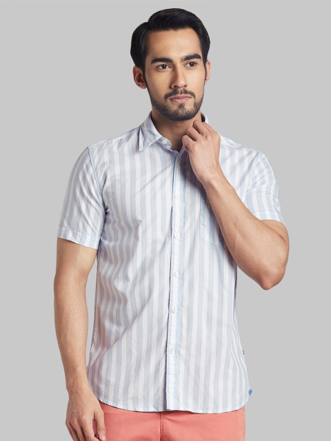 

Parx Men Blue Slim Fit Striped Casual Shirt