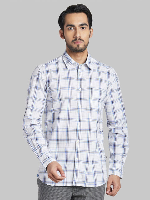 

Parx Men White Slim Fit Checked Casual Shirt