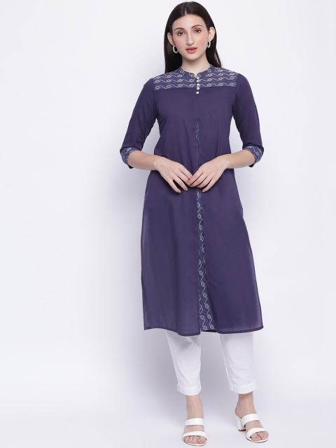 

IMARA Women Blue Yoke Design Kurta