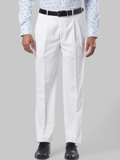 

Raymond Men White Pleated Formal Trousers