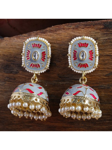 

Shoshaa Grey Melange Dome Shaped Jhumkas Earrings