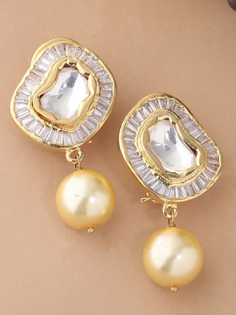 

Shoshaa Gold-Toned Contemporary Drop Earrings