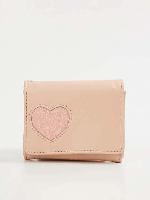 

Ginger by Lifestyle Women Pink Cut Work Two Fold Wallet