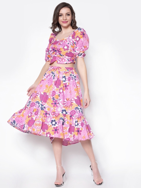 

Sera Mauve & Yellow Floral Crepe Co-ordinates Midi Dress