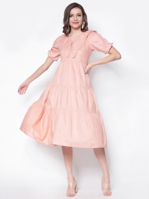 

Sera Pink A-Line Midi Dress