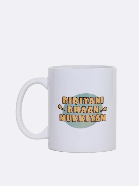 

Bewakoof White & Yellow Printed Ceramic Matte Mugs