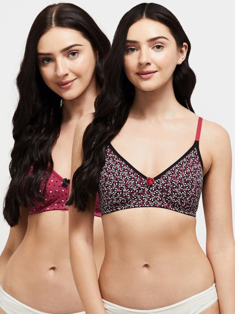 

max Pack Of 2 Fuchsia Pink & White Floral Bra Lightly Padded