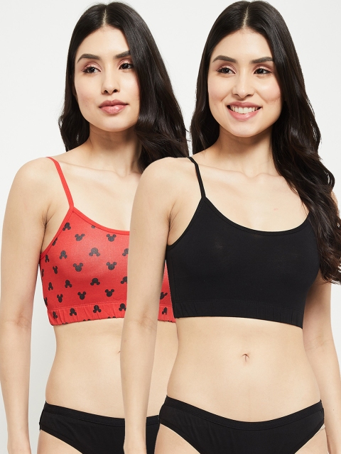 

max Pack of 2 Red & Black Mickey Mouse Lightly Padded Bra PA212